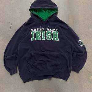 Notre Dame Fighting Irish Hoodie Navy Green Lined Hood 2XL